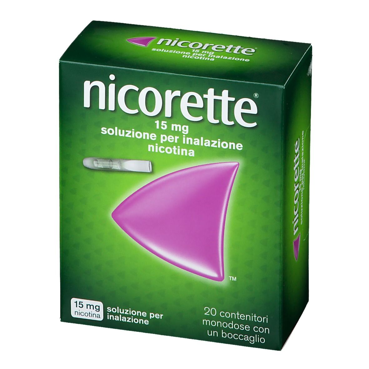 Image of Nicorette soluzione per inalazione 15 mg Nicotina 20 Flaconcini Monodose