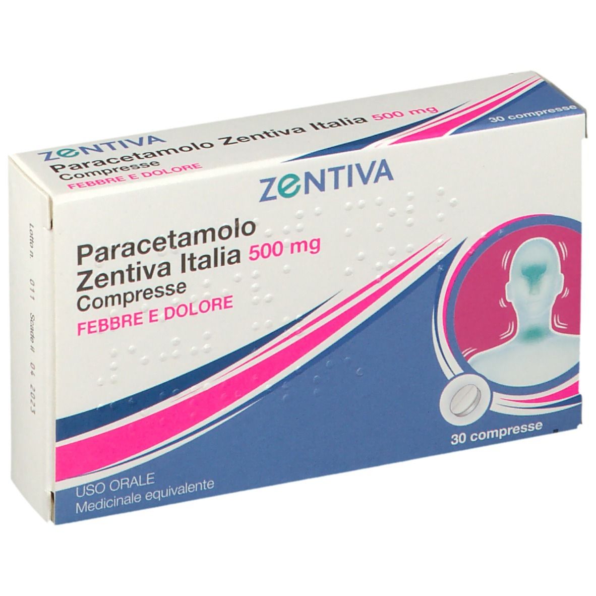 Image of Paracetamolo Zentiva Italia 500 mg Febbre e Dolori 30 Compresse