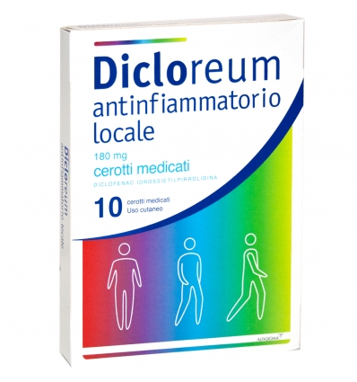 Image of Dicloreum Antinfiammatorio Locale 180 mg Diclofenac 10 Cerotti Medicati