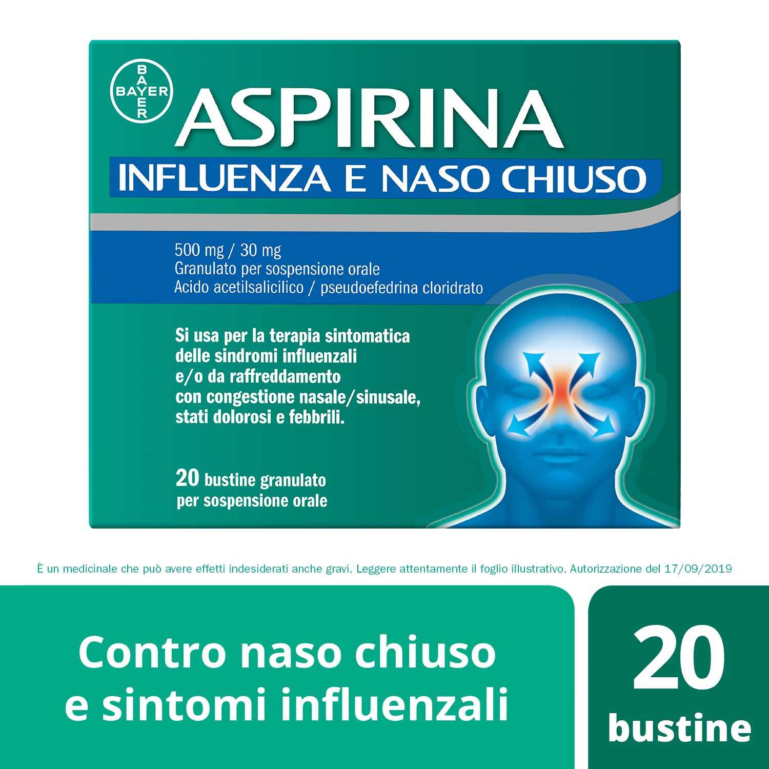 Image of Aspirina Influenza E Naso Chiuso 20 Bustine