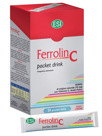 Image of ESI Ferrolin C Pocket Drink Integratore Ferro 24 Bustine