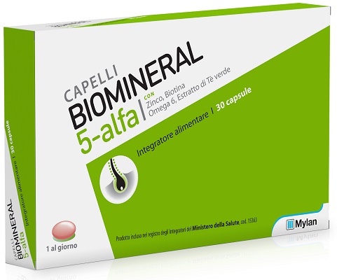 Image of Biomineral 5-Alfa Integratore Capelli 30 Capsule