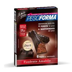 Image of Pesoforma Barrette Cioccolato Fondente Amabile 12 Pezzi