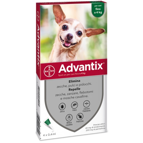 Image of Advantix Spot-On Cani Fino a 4 Kg 4 Pipette Monodose