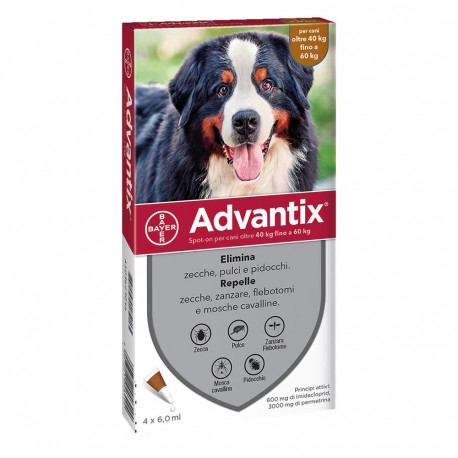 Image of Advantix Spot-on per Cani Oltre i 40 Kg fino a 60 Kg 4 Pipette Monodose