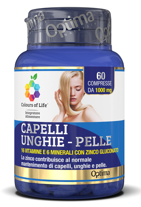 Image of Optima Colours of Life Capelli Unghie Pelle Integratore Vitamine e Minerali 60 Compresse