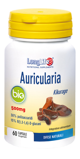 Image of LongLife Auricularia Bio 500mg Integratore Alimentare 60 Capsule