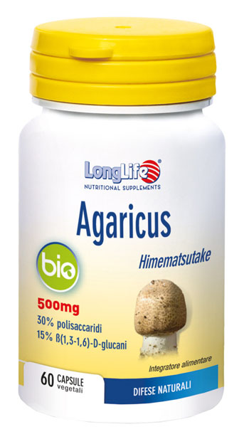 Image of LongLife Agaricus Bio 500mg Integratore Alimentare 60 Capsule