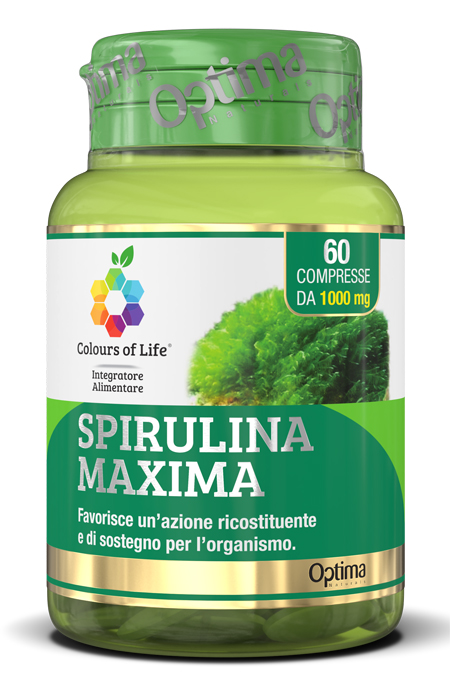 Image of Optima Colours Of Life Spirulina Maxima Integratore Ricostituente 60 Compresse