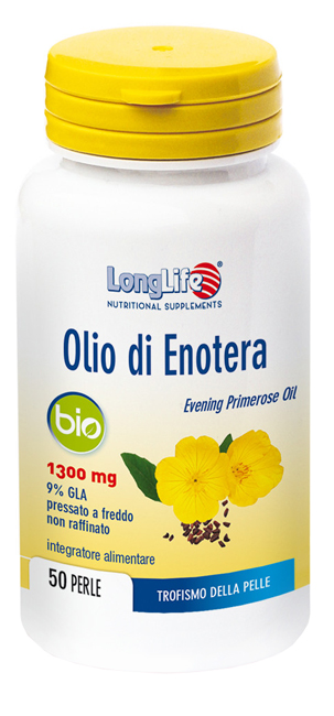 Image of LongLife Olio di Enotera Bio 1300 mg Integratore Trofismo della Pelle 50 Perle