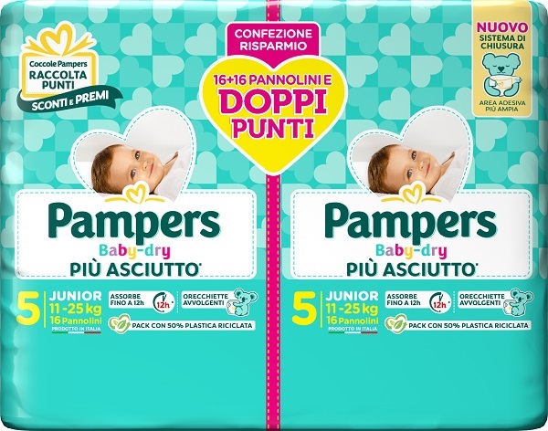 Image of Pampers Baby Dry Duo Downcount 5 Junior 32pz