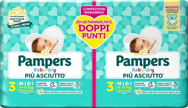 Image of Pampers Baby Dry Duo Downcount 3 Midi 40pz