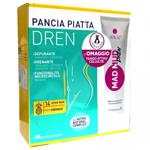Image of Pancia Piatta Dren 14 Stick Ananas + Estetista Cinica Fango Attivo Cellulite 100 ml
