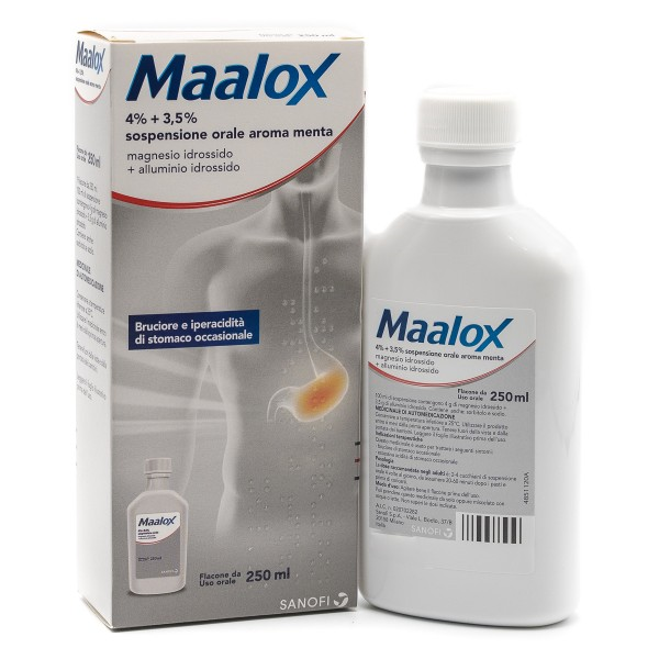 Image of Maalox Sospensione Orale Aroma Menta 4%+3,5% Antiacido 250 ml