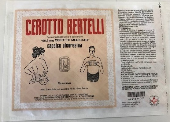 Image of Cerotto Bertelli Grande 24 X 16 cm 368,6 mg Capsico Oleoresina 1 cerotto