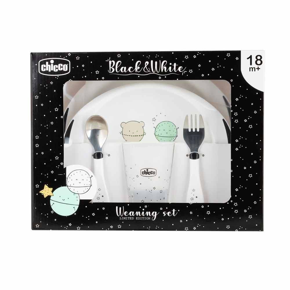 Image of Chicco Set Pappa Limited Edition Black and white 18m+ Pianeti Kit